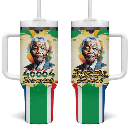 Nelson Mandela International Day 46664 Tumbler With Handle Its In Our Hands - Batik Pattern LT15