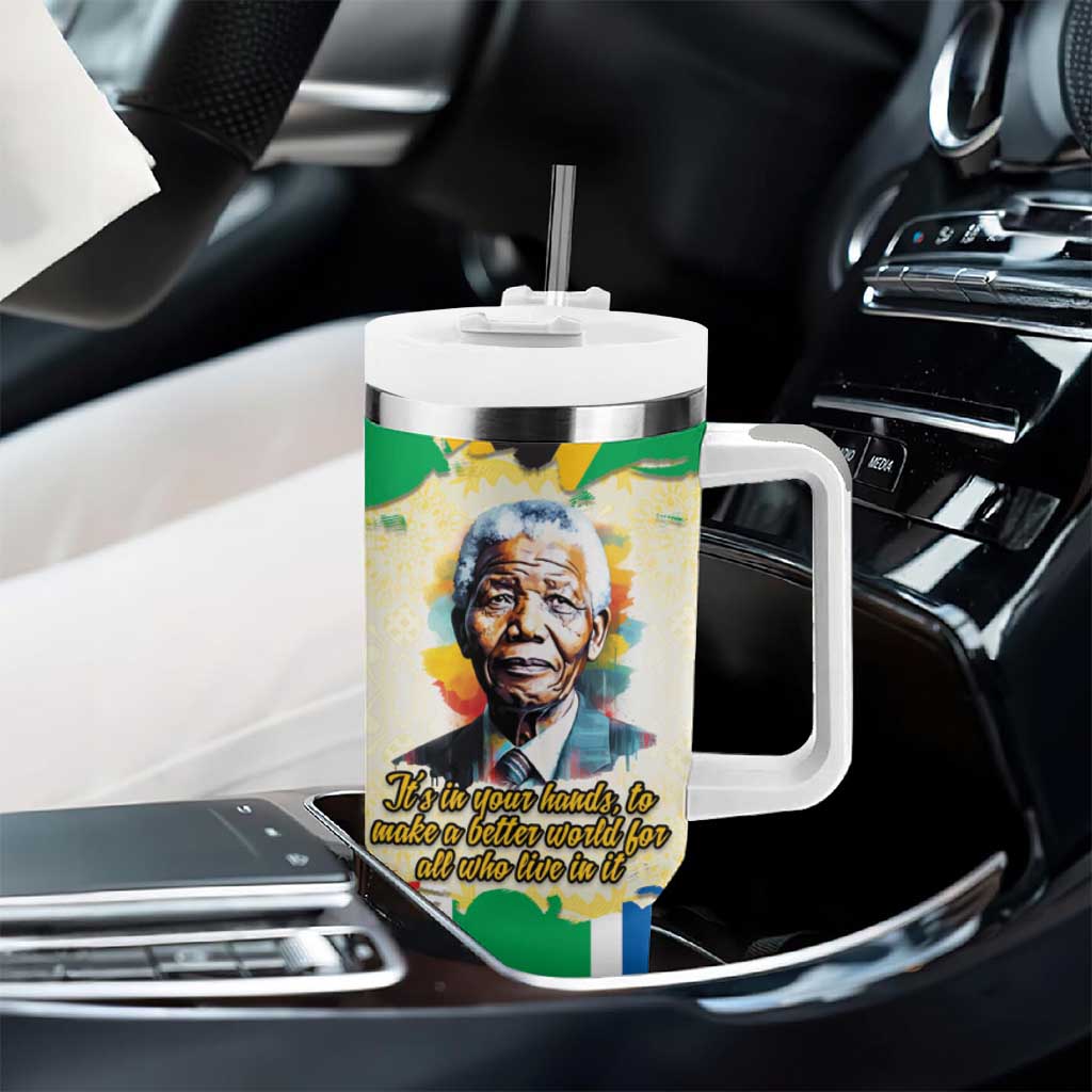 Nelson Mandela International Day 46664 Tumbler With Handle Its In Our Hands - Batik Pattern LT15