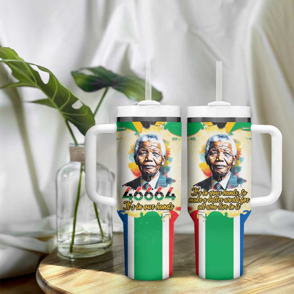 Nelson Mandela International Day 46664 Tumbler With Handle Its In Our Hands - Batik Pattern LT15