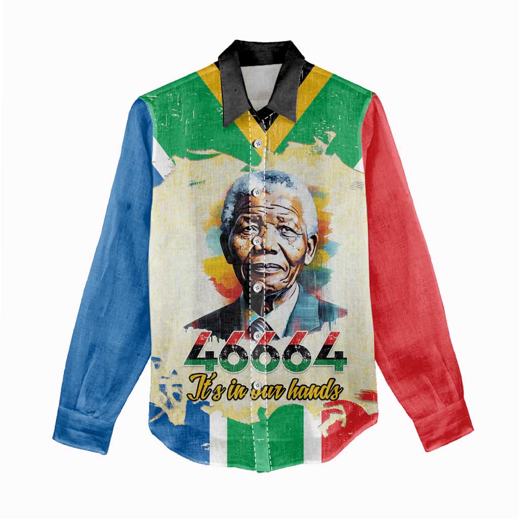 Nelson Mandela International Day 46664 Women Casual Shirt Its In Our Hands - Batik Pattern - African Pride