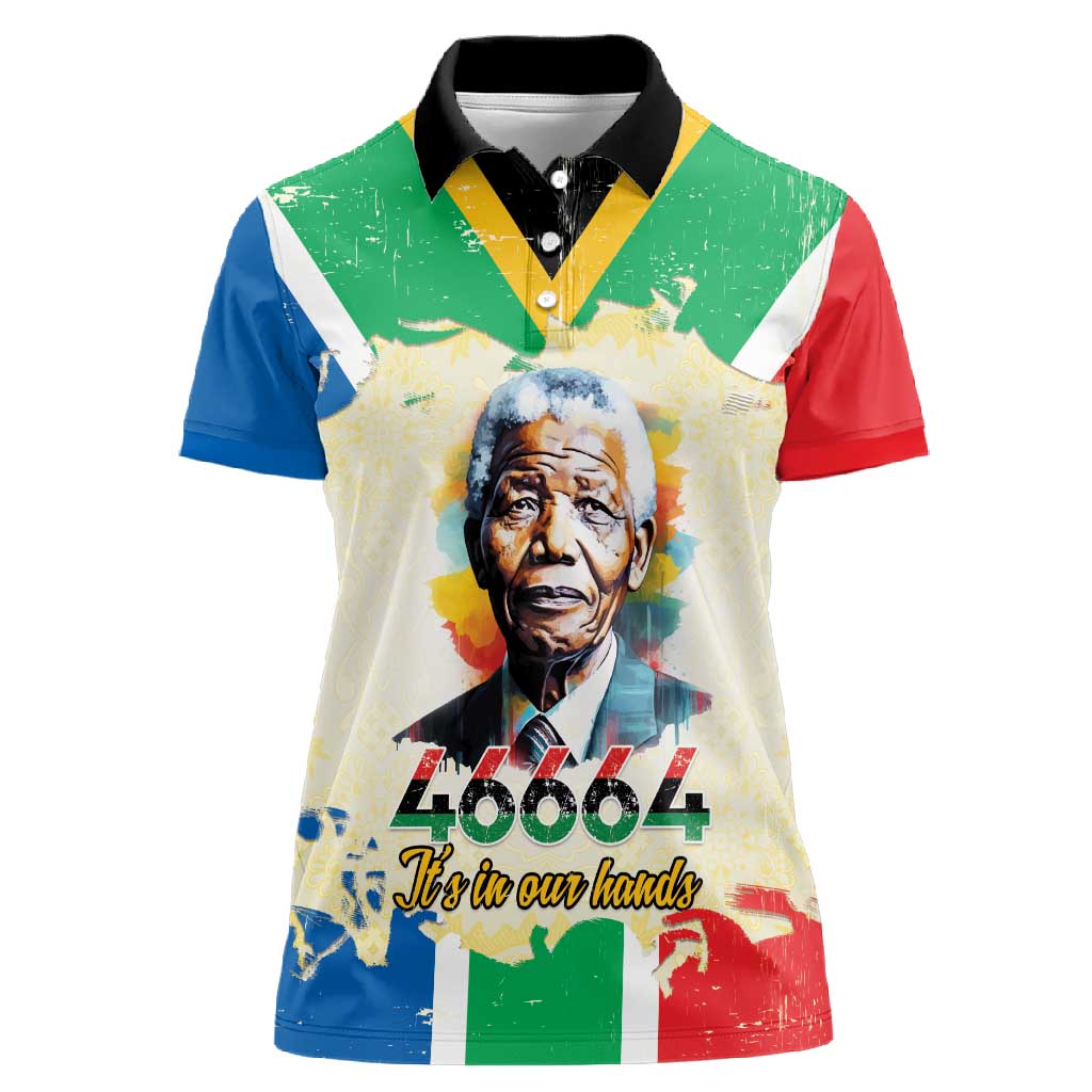 Nelson Mandela International Day 46664 Women Polo Shirt Its In Our Hands - Batik Pattern - African Pride