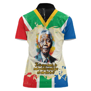 Nelson Mandela International Day 46664 Women Polo Shirt Its In Our Hands - Batik Pattern - African Pride