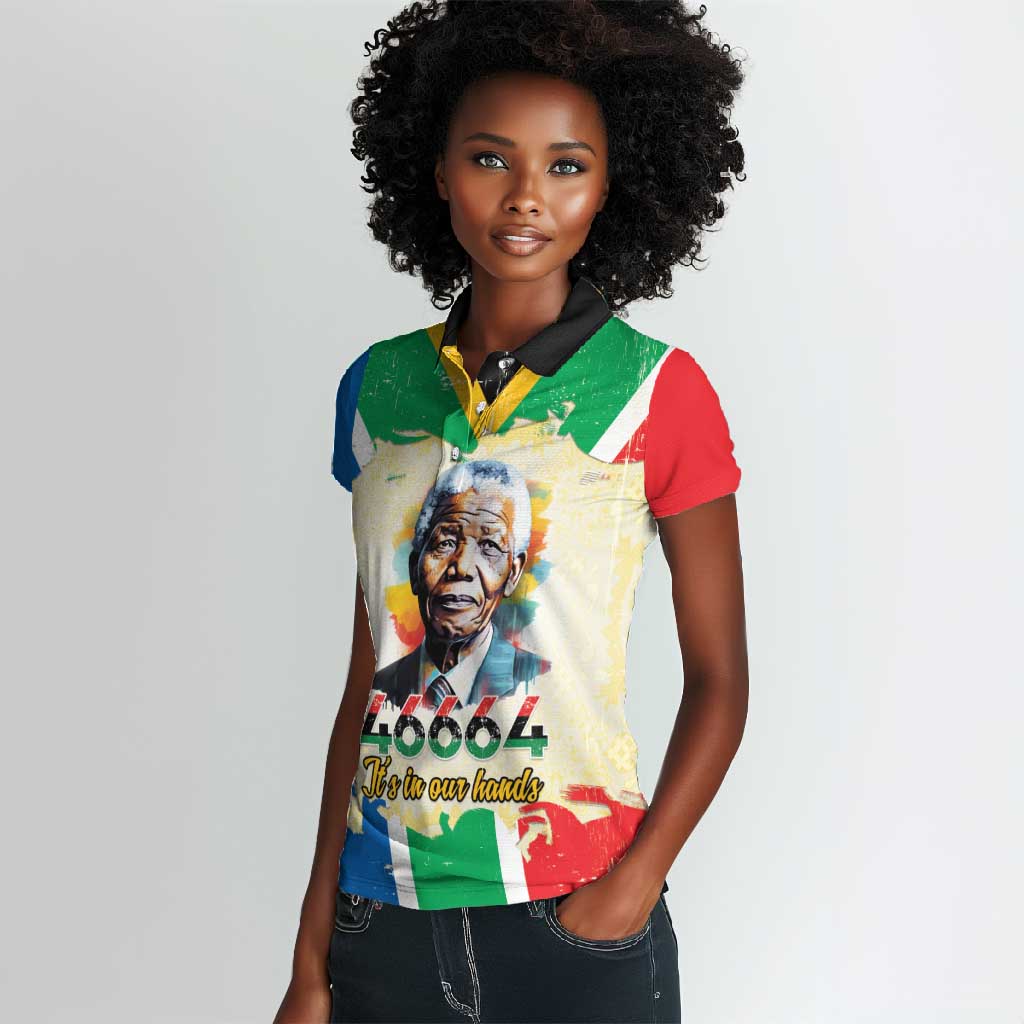 Nelson Mandela International Day 46664 Women Polo Shirt Its In Our Hands - Batik Pattern - African Pride