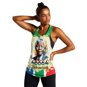 Nelson Mandela International Day 46664 Women Racerback Tank Its In Our Hands - Batik Pattern - African Pride