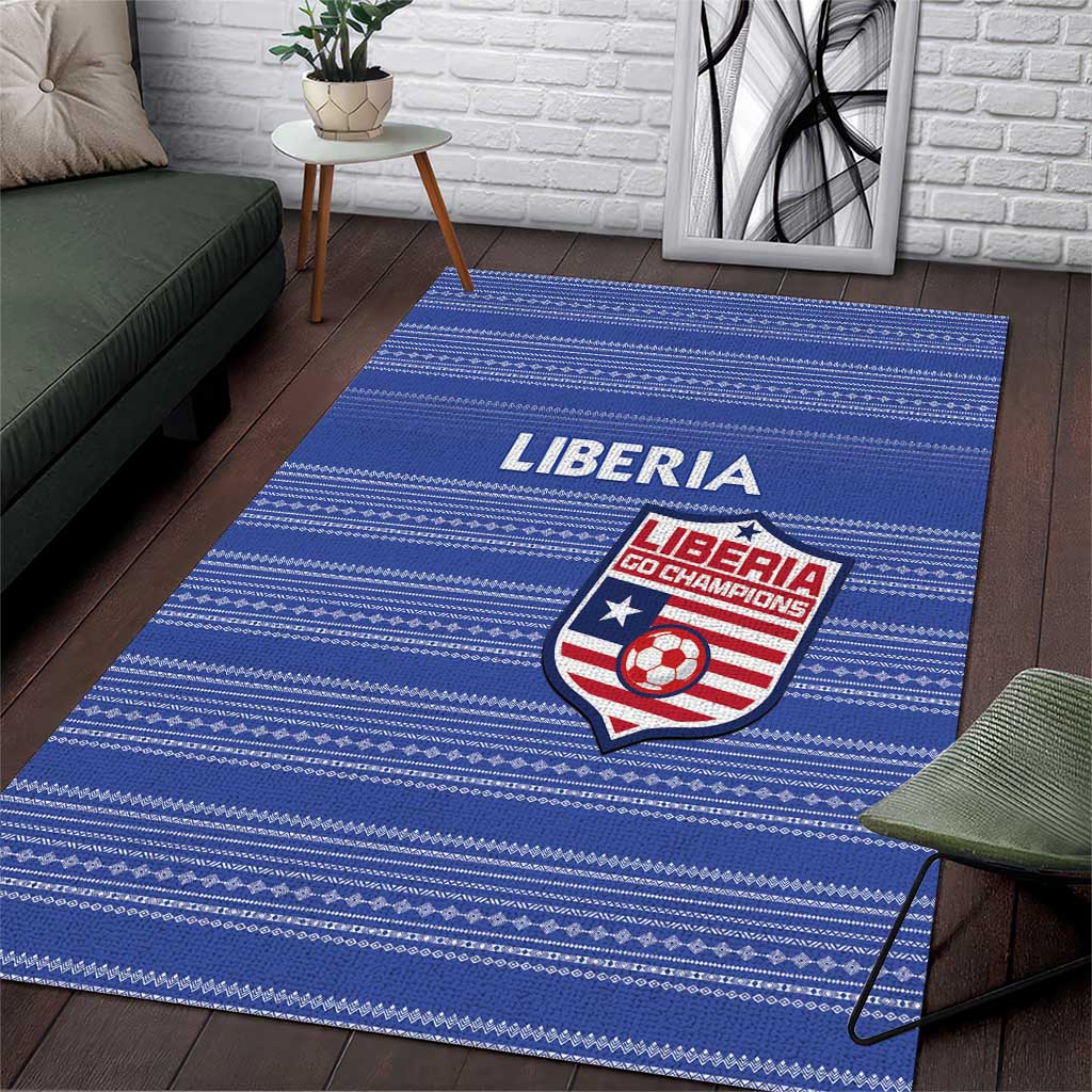 Liberia Football Area Rug African Tribal Pattern - Blue Jersey - African Pride