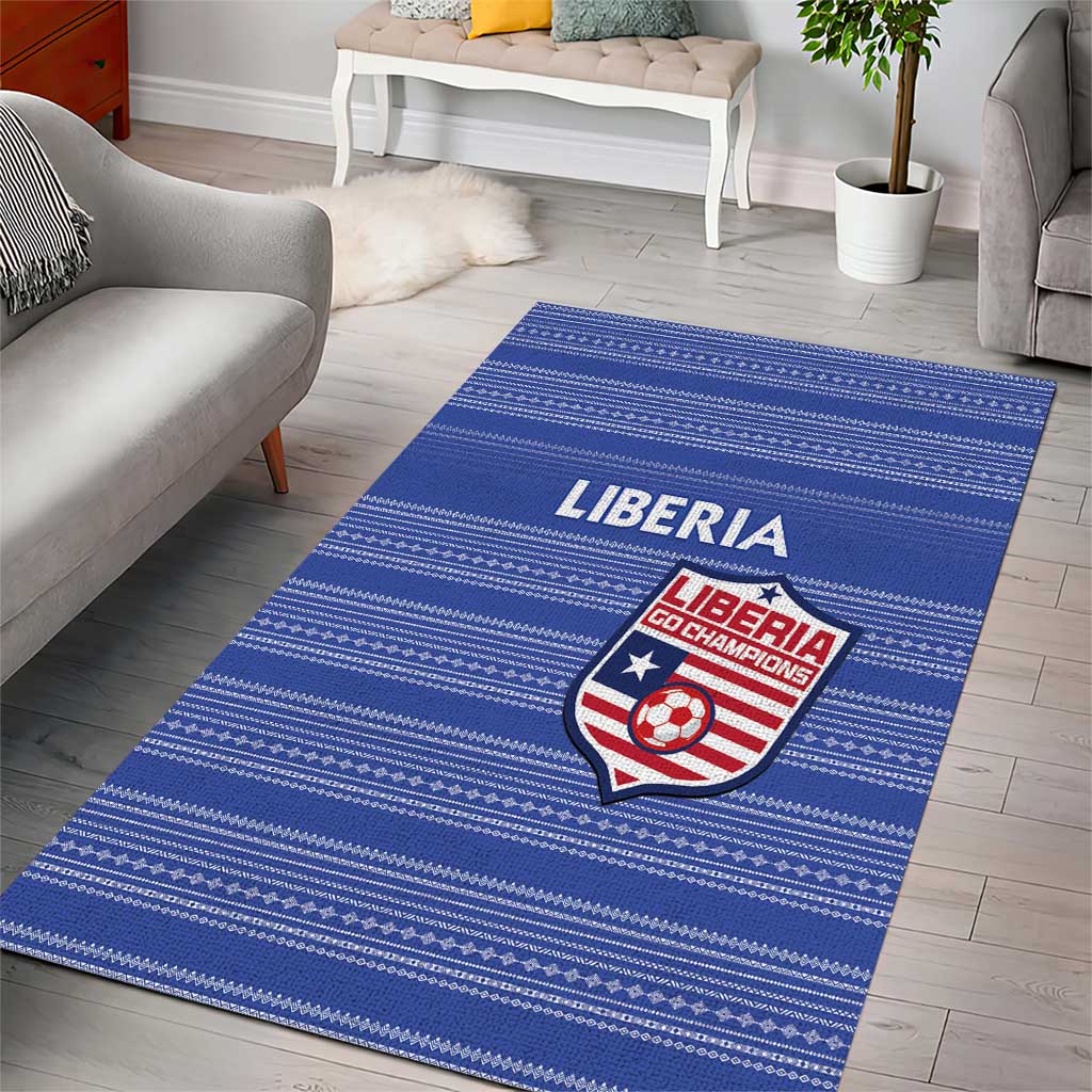 Liberia Football Area Rug African Tribal Pattern - Blue Jersey - African Pride
