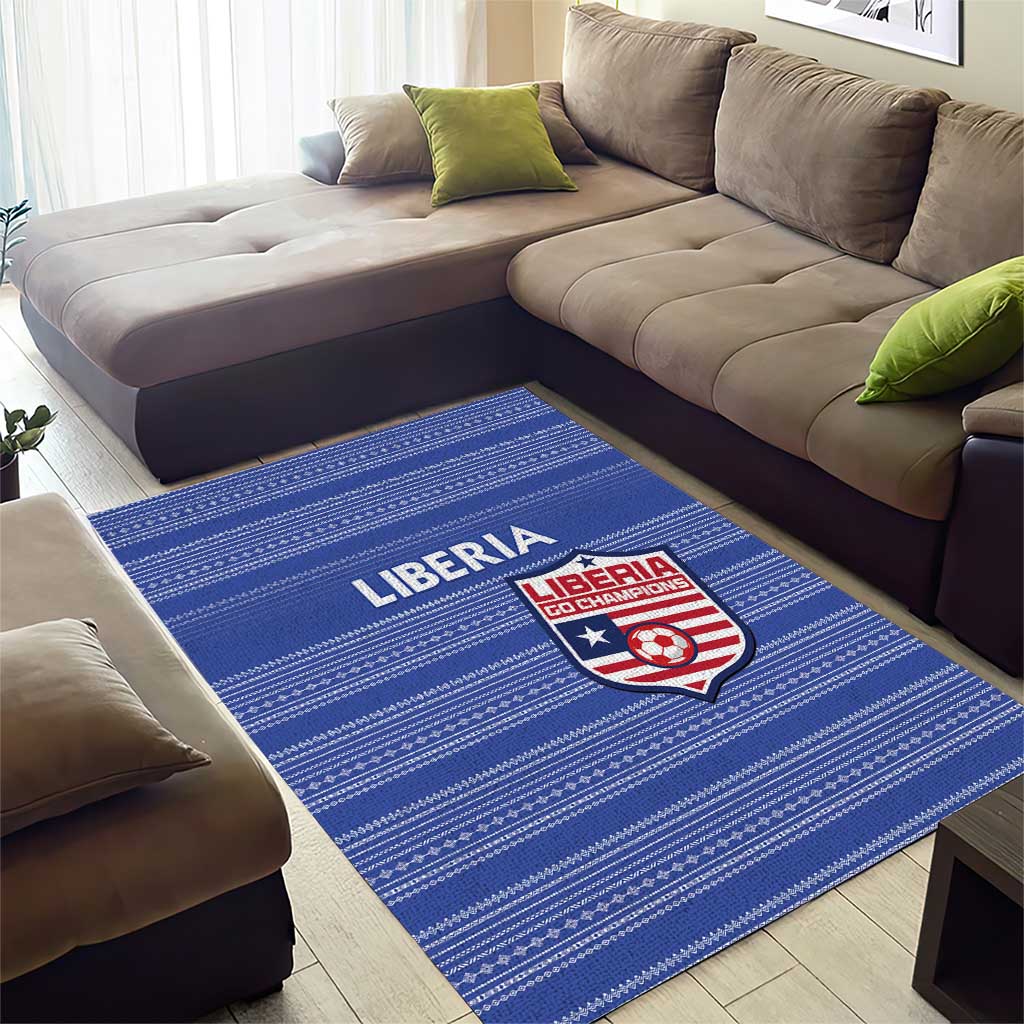 Liberia Football Area Rug African Tribal Pattern - Blue Jersey - African Pride