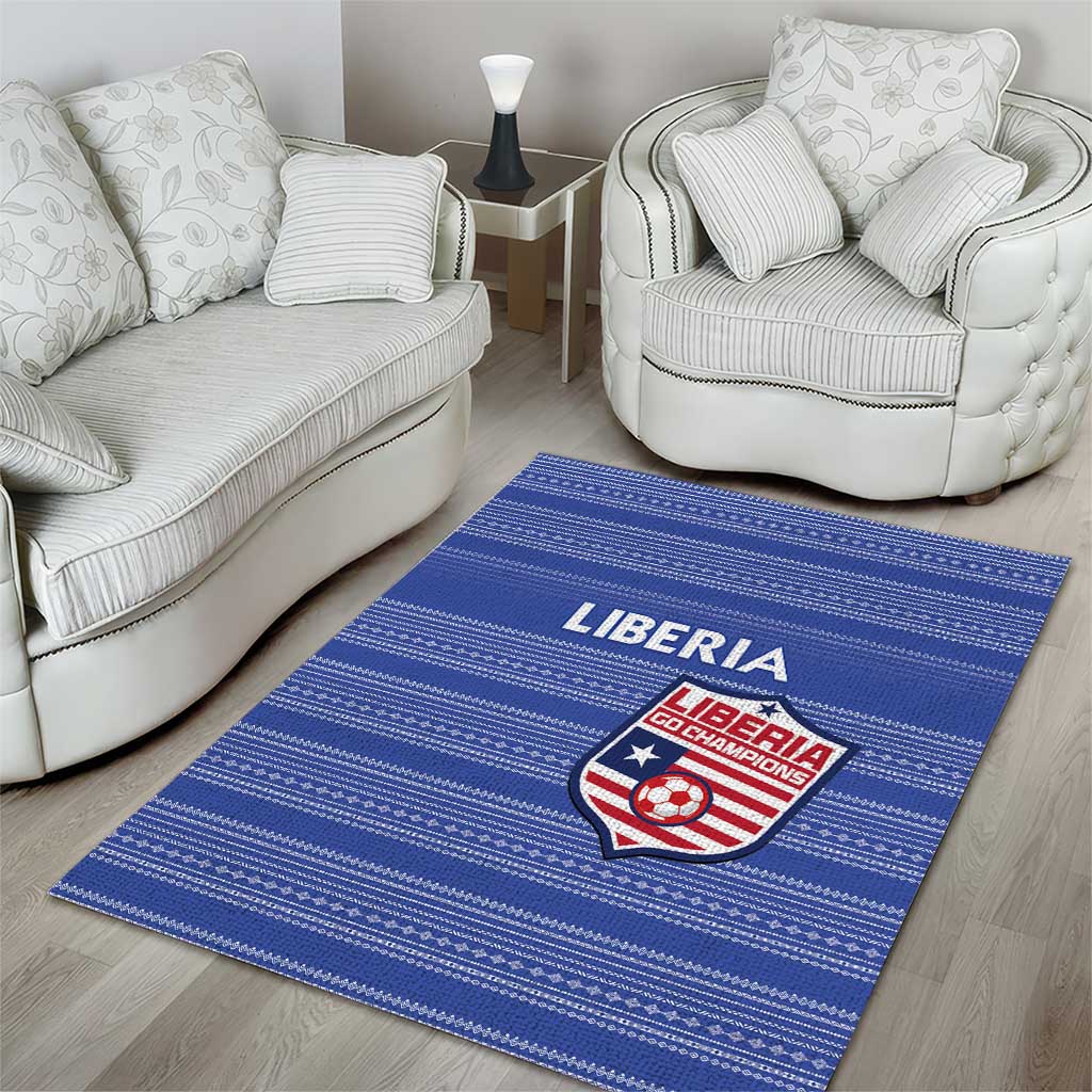 Liberia Football Area Rug African Tribal Pattern - Blue Jersey - African Pride
