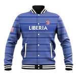 Custom Liberia Football Baseball Jacket African Tribal Pattern - Blue Jersey - African Pride
