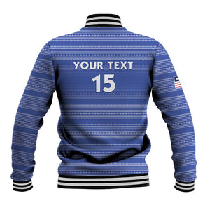 Custom Liberia Football Baseball Jacket African Tribal Pattern - Blue Jersey - African Pride