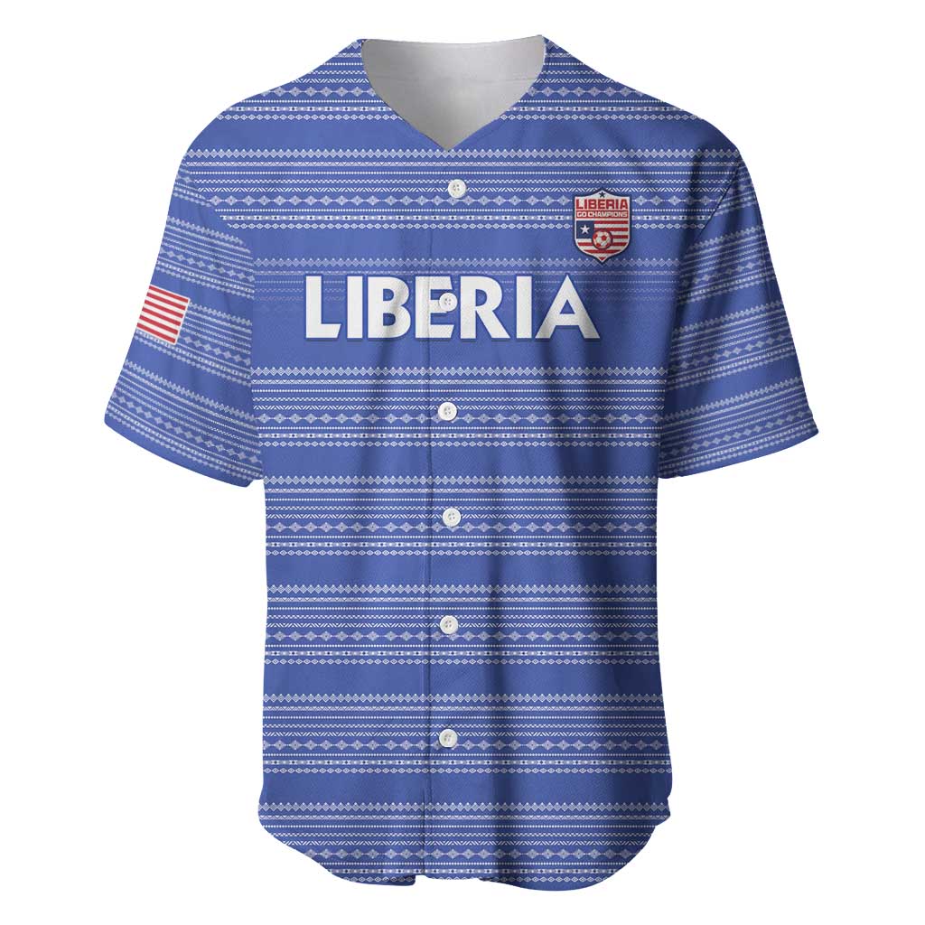 Custom Liberia Football Baseball Jersey African Tribal Pattern - Blue Jersey - African Pride