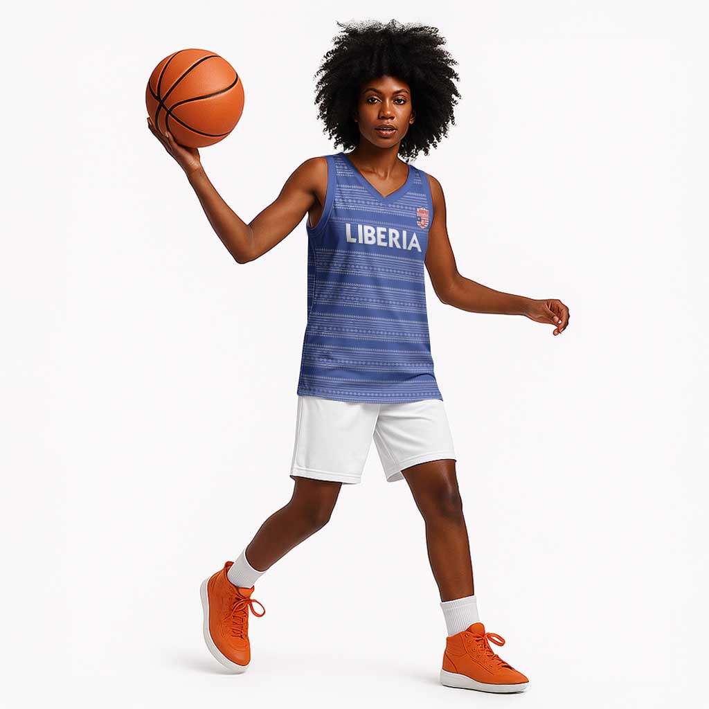 Custom Liberia Football Basketball Jersey African Tribal Pattern - Blue Jersey - African Pride