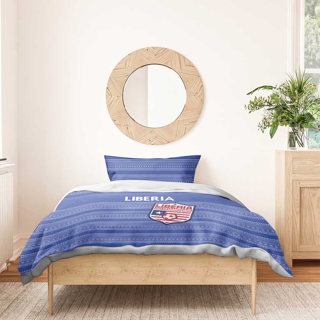 Liberia Football Bedding Set African Tribal Pattern - Blue Jersey - African Pride