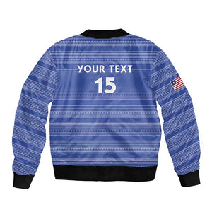 Custom Liberia Football Bomber Jacket African Tribal Pattern - Blue Jersey - African Pride