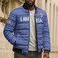 Custom Liberia Football Bomber Puffer Jacket Women Blue Jersey