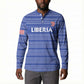 Custom Liberia Football Button Sweatshirt Women Blue Jersey