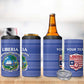 Custom Liberia Football 4 in 1 Can Cooler Tumbler African Tribal Pattern - Blue Jersey - African Pride
