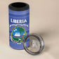 Custom Liberia Football 4 in 1 Can Cooler Tumbler African Tribal Pattern - Blue Jersey - African Pride