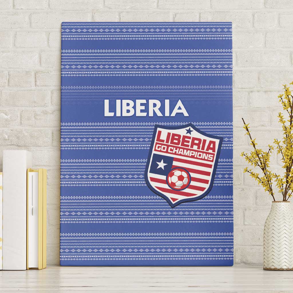 Liberia Football Canvas Wall Art African Tribal Pattern - Blue Jersey - African Pride