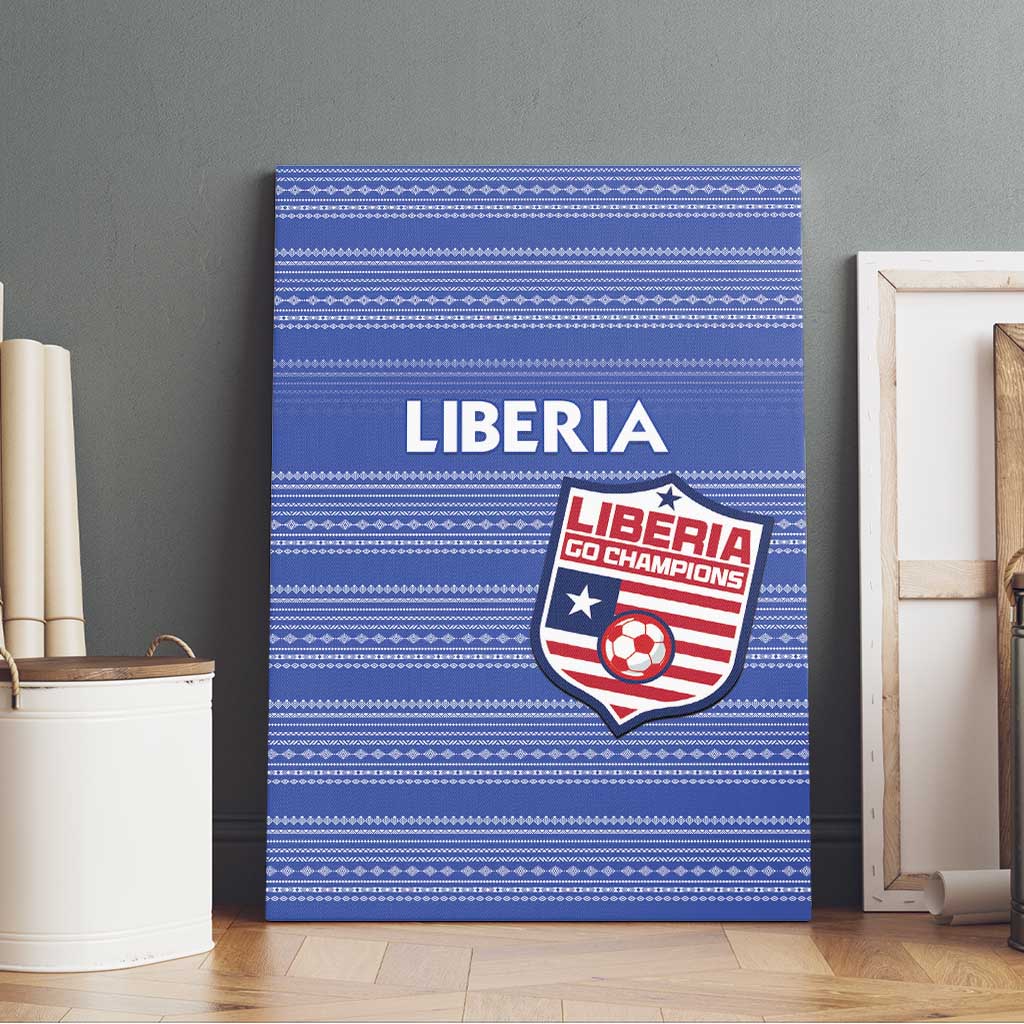 Liberia Football Canvas Wall Art African Tribal Pattern - Blue Jersey - African Pride