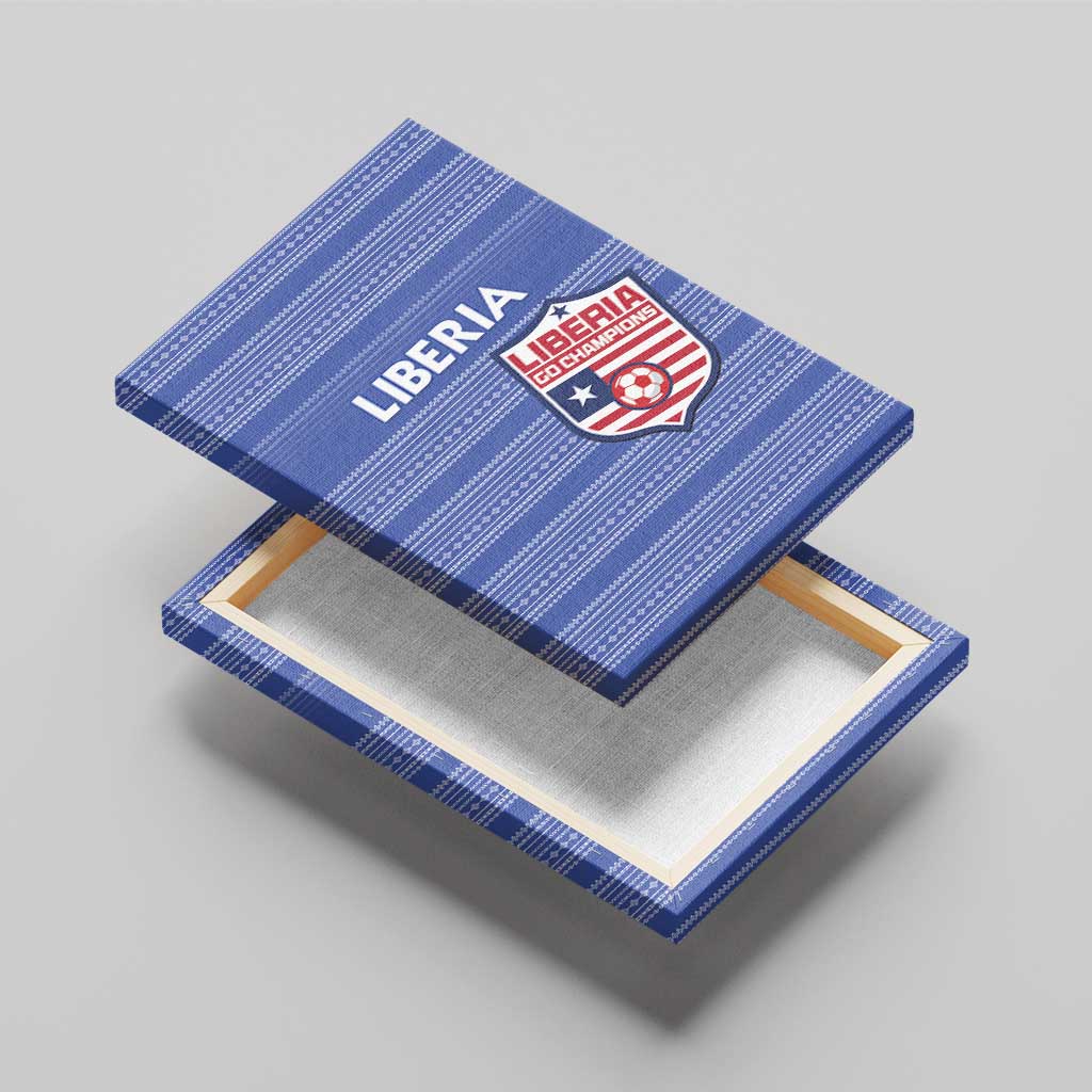 Liberia Football Canvas Wall Art African Tribal Pattern - Blue Jersey - African Pride