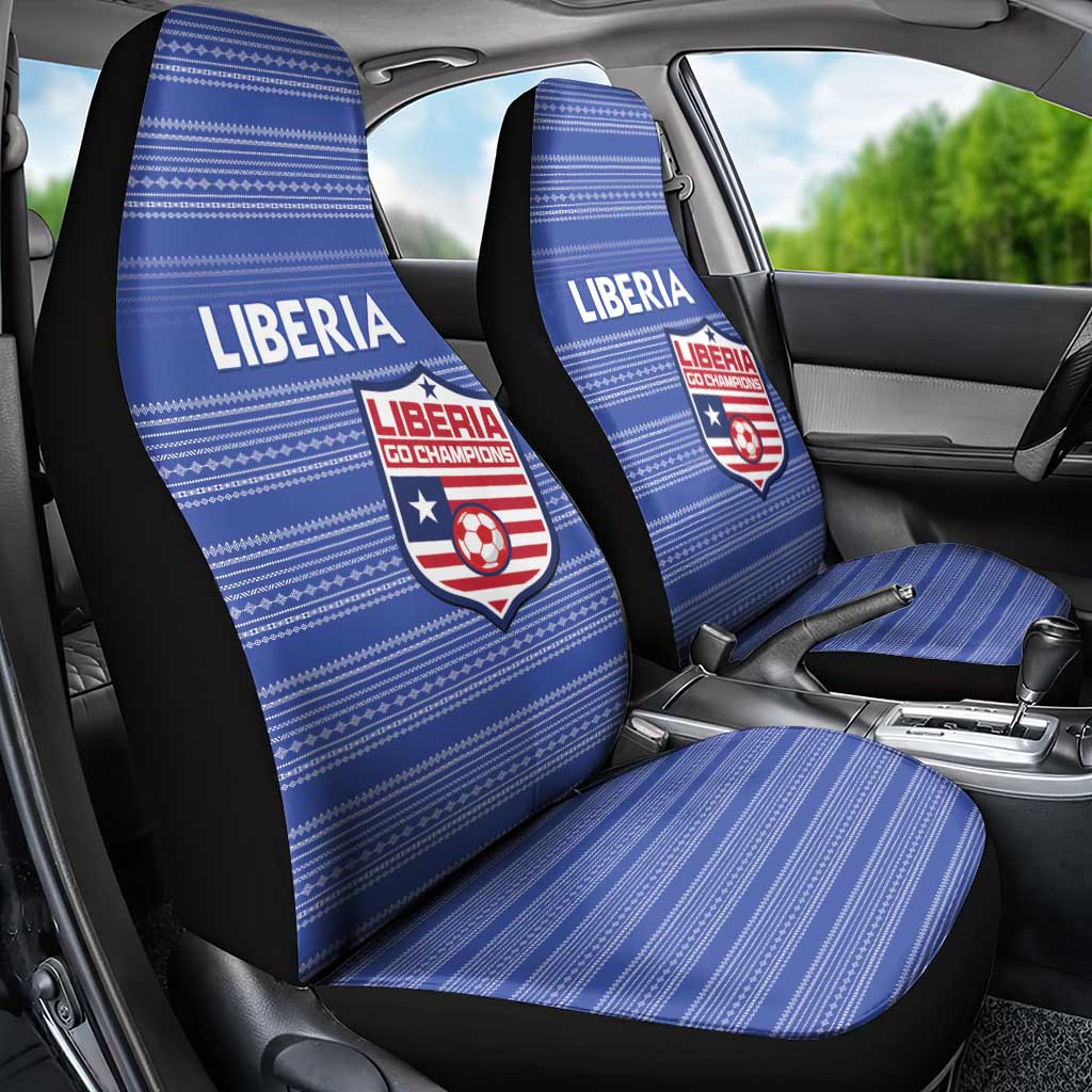 Liberia Football Car Seat Cover African Tribal Pattern - Blue Jersey - African Pride