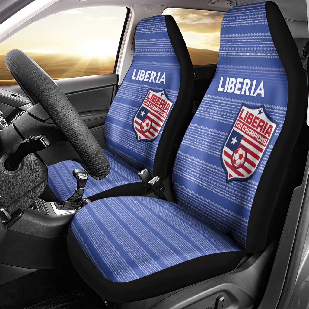 Liberia Football Car Seat Cover African Tribal Pattern - Blue Jersey - African Pride