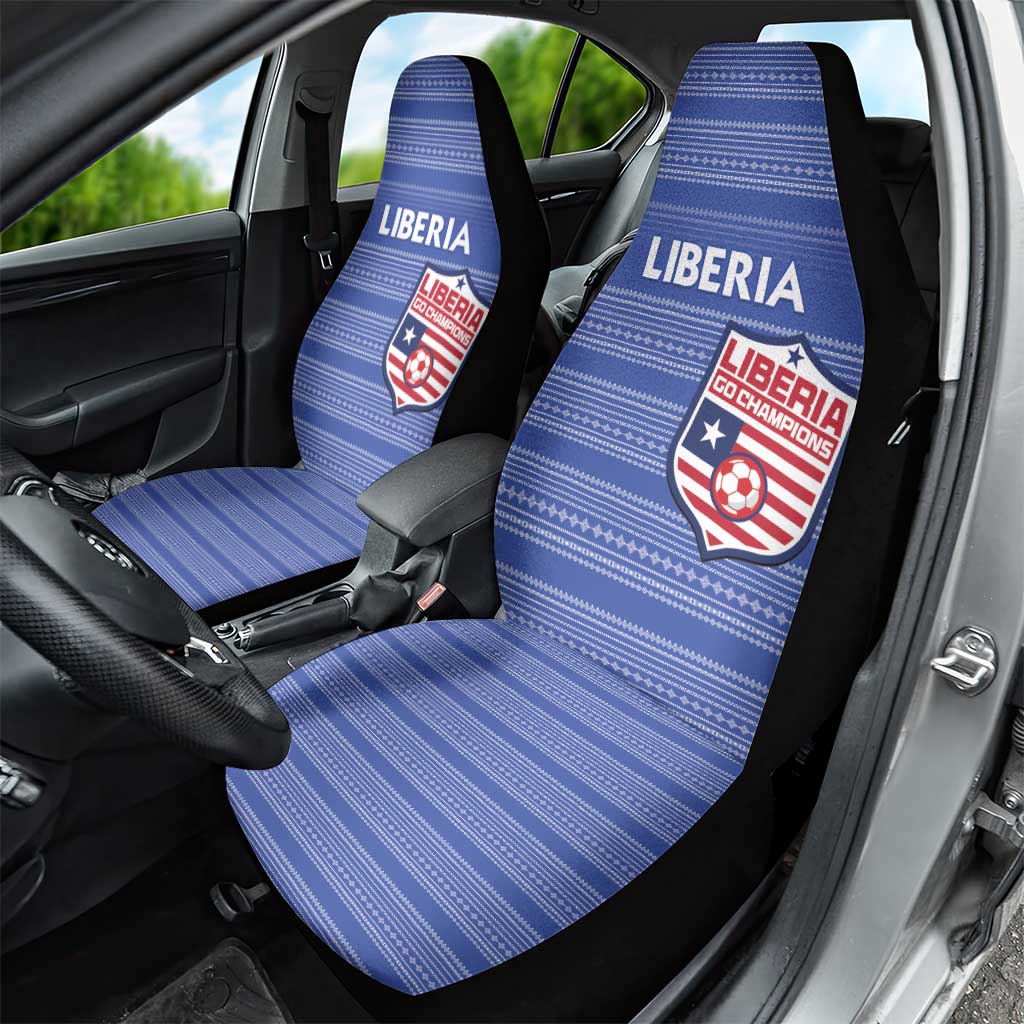 Liberia Football Car Seat Cover African Tribal Pattern - Blue Jersey - African Pride