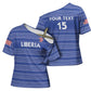 Custom Liberia Football Cross Shoulder Shirt Women Blue Jersey