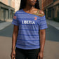 Custom Liberia Football Cross Shoulder Shirt Women Blue Jersey