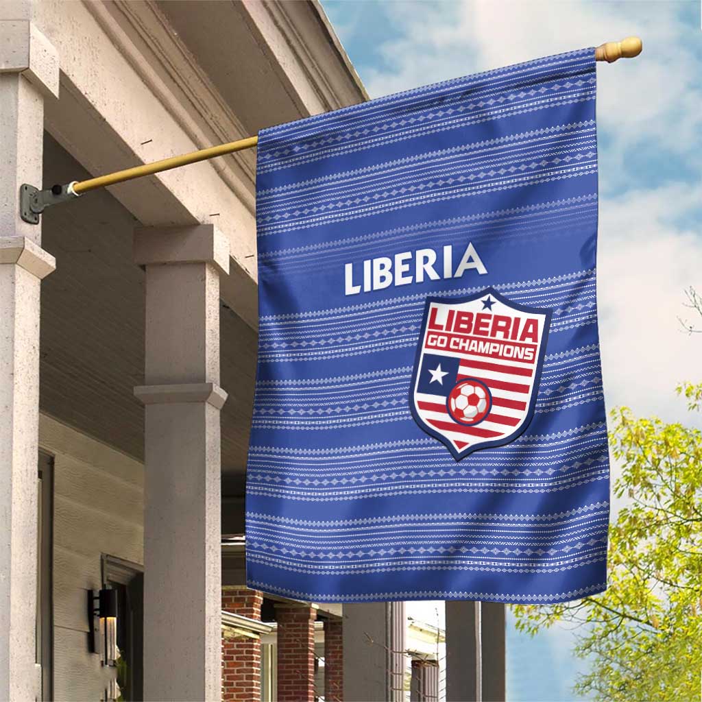 Liberia Football Garden Flag African Tribal Pattern - Blue Jersey - African Pride