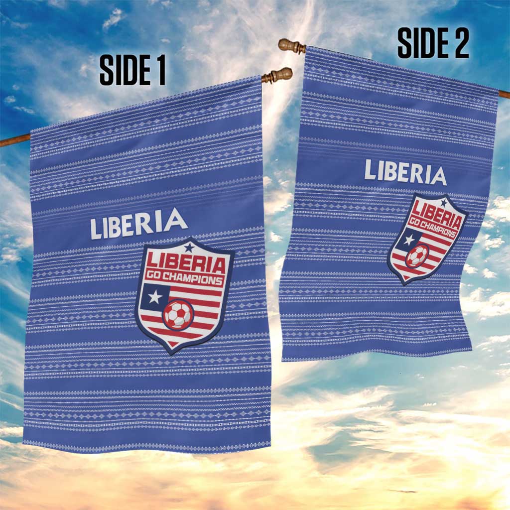 Liberia Football Garden Flag African Tribal Pattern - Blue Jersey - African Pride