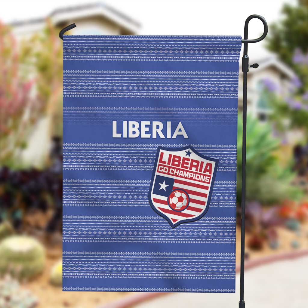 Liberia Football Garden Flag African Tribal Pattern - Blue Jersey - African Pride