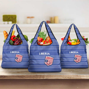 Liberia Football Grocery Bag African Tribal Pattern - Blue Jersey - African Pride