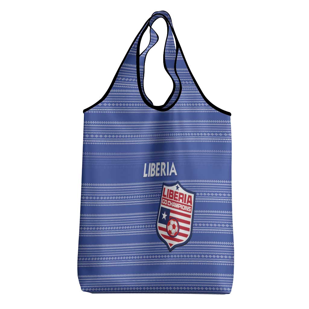 Liberia Football Grocery Bag African Tribal Pattern - Blue Jersey - African Pride
