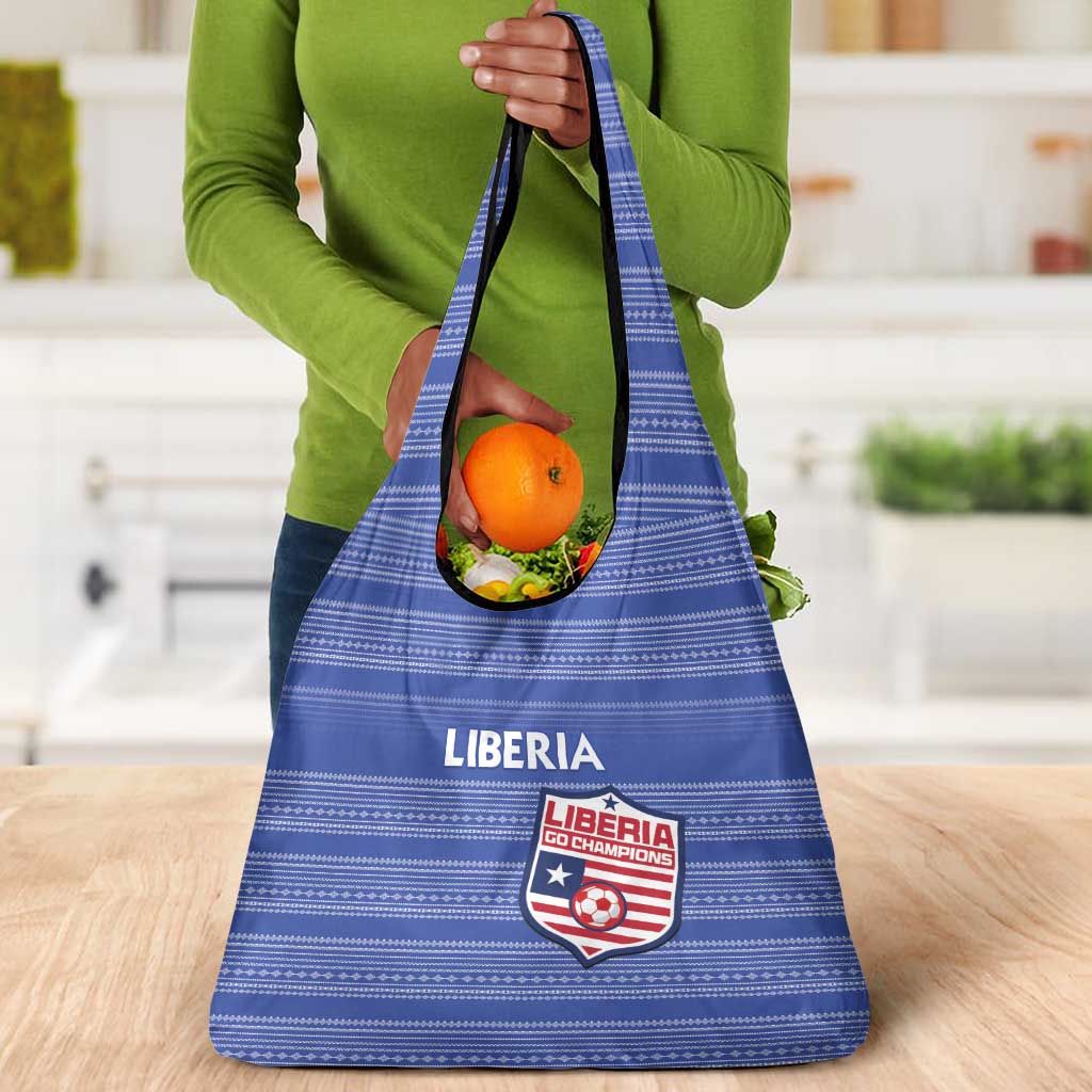 Liberia Football Grocery Bag African Tribal Pattern - Blue Jersey - African Pride
