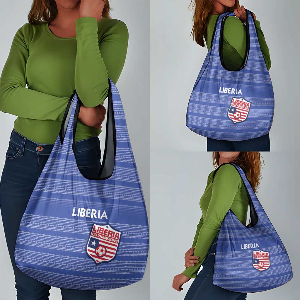 Liberia Football Grocery Bag African Tribal Pattern - Blue Jersey - African Pride