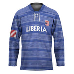 Custom Liberia Football Hockey Jersey Women Blue Jersey