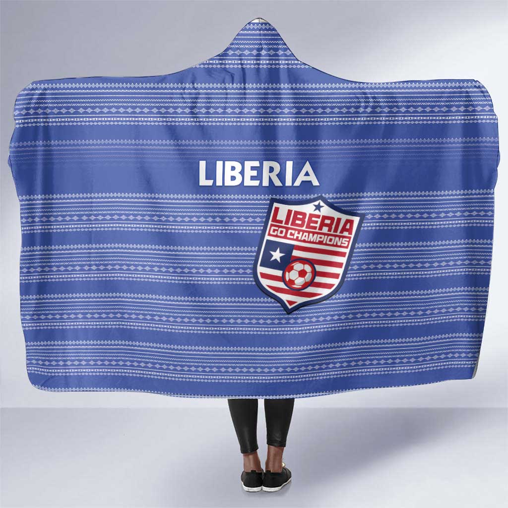 Liberia Football Hooded Blanket African Tribal Pattern - Blue Jersey - African Pride