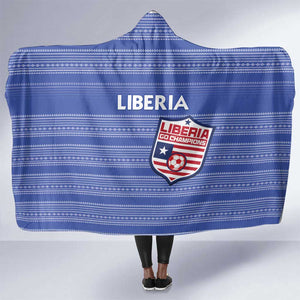 Liberia Football Hooded Blanket African Tribal Pattern - Blue Jersey - African Pride