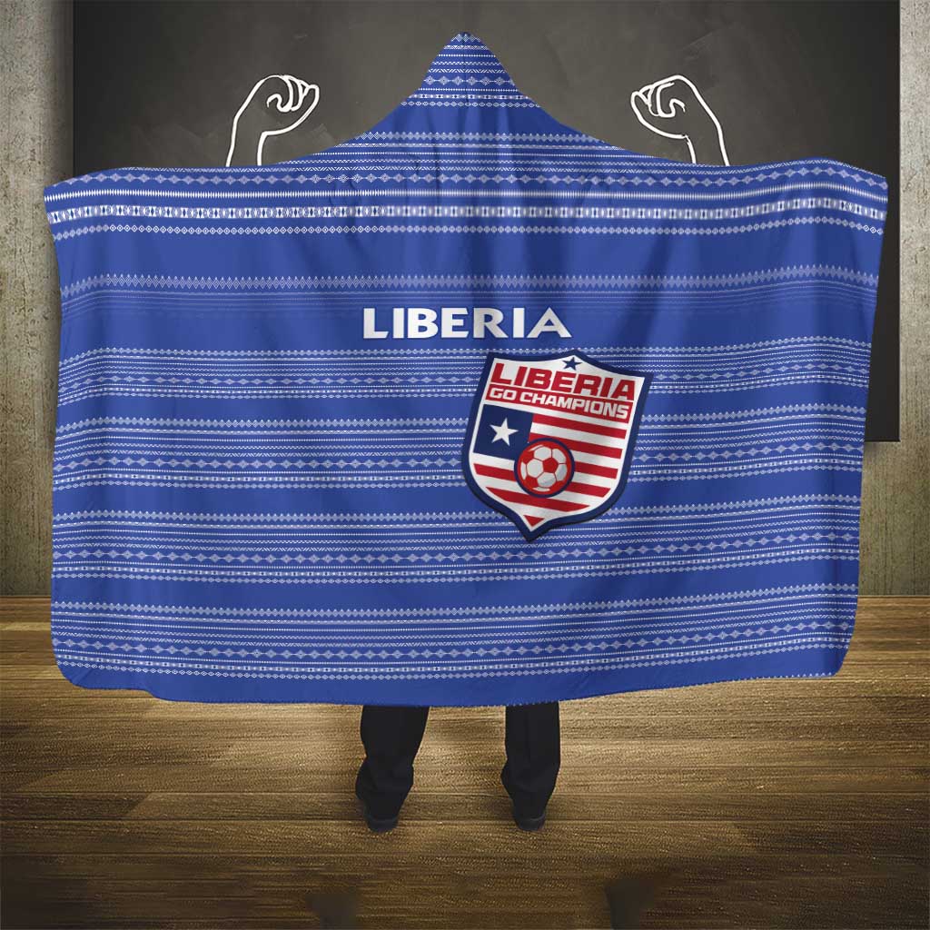 Liberia Football Hooded Blanket African Tribal Pattern - Blue Jersey - African Pride