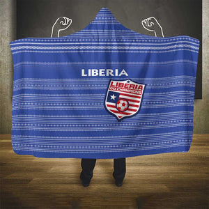 Liberia Football Hooded Blanket African Tribal Pattern - Blue Jersey - African Pride
