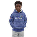Custom Liberia Football Kid Hoodie African Tribal Pattern - Blue Jersey - African Pride