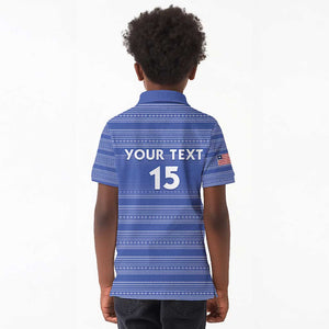 Custom Liberia Football Kid Polo Shirt African Tribal Pattern - Blue Jersey - African Pride