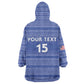 Custom Liberia Football Kid Wearable Blanket Hoodie African Tribal Pattern - Blue Jersey - African Pride