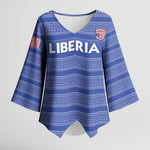 Custom Liberia Football Kimono Sleeve Blouse Women Blue Jersey
