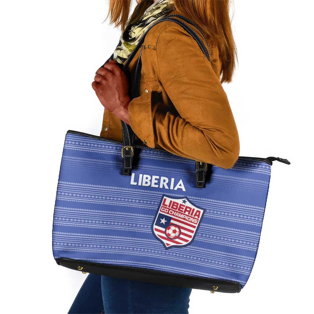 Liberia Football Leather Tote Bag African Tribal Pattern - Blue Jersey - African Pride