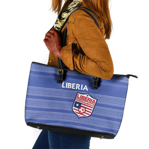 Liberia Football Leather Tote Bag African Tribal Pattern - Blue Jersey - African Pride