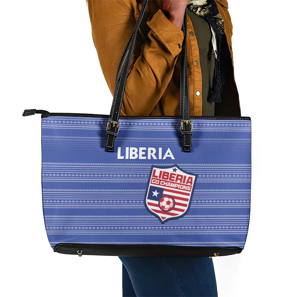 Liberia Football Leather Tote Bag African Tribal Pattern - Blue Jersey - African Pride