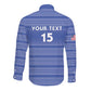 Custom Liberia Football Long Sleeve Button Shirt African Tribal Pattern - Blue Jersey - African Pride